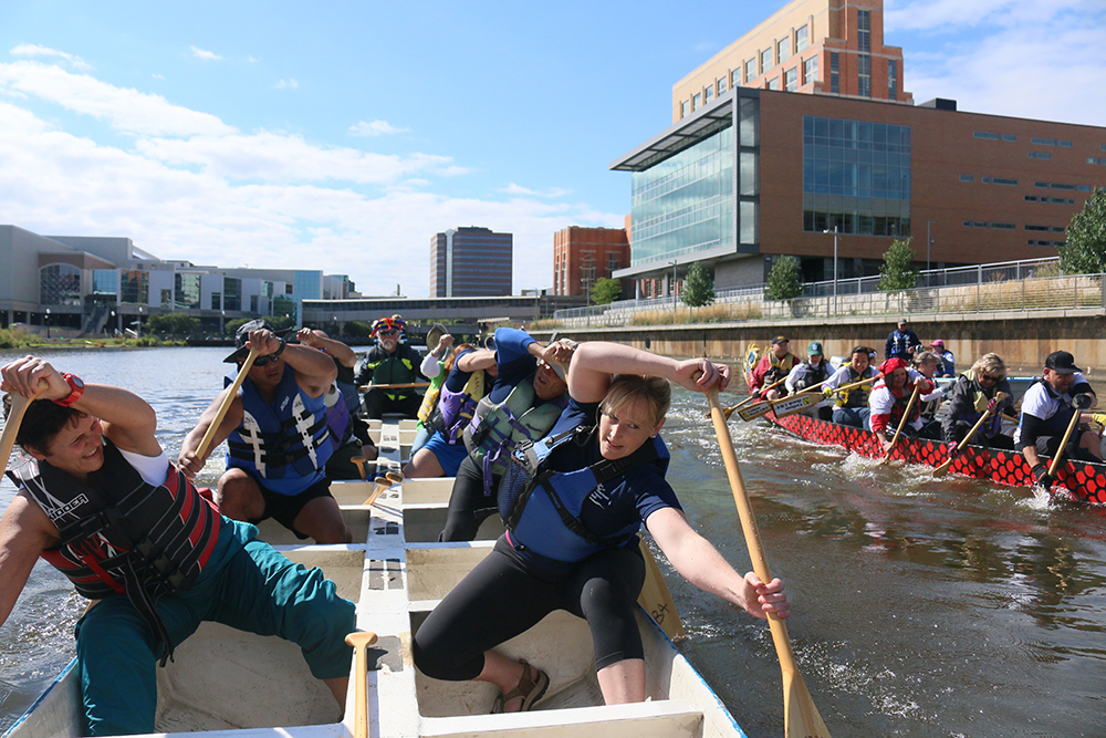 Dragon Boat Racing in downtown Lansing Michigan