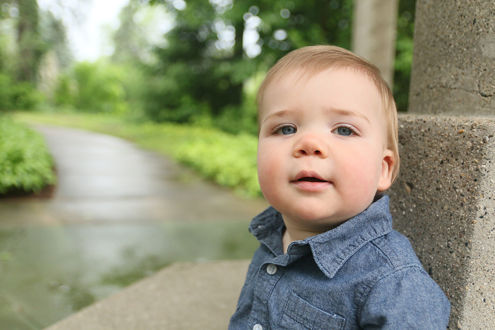 Little boy posing at Francis Park in Lansing, Michigan