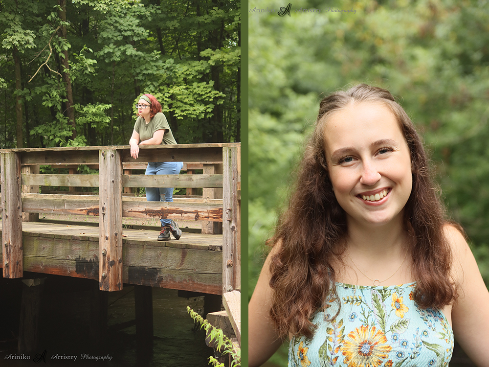 portrait view of two seniors taken at Bennett Park in Charlotte, Michigan