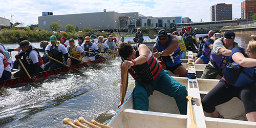 Dragon Boat Racing in downtown Lansing Michigan 2014