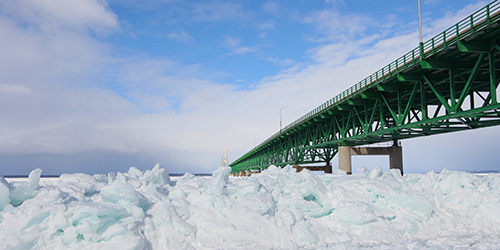 Blue Ice at Mackinac Bridge