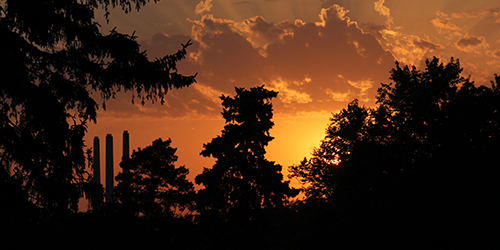 BWL Smoke Stacks at sunset
