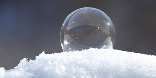 a frozen bubble on snow