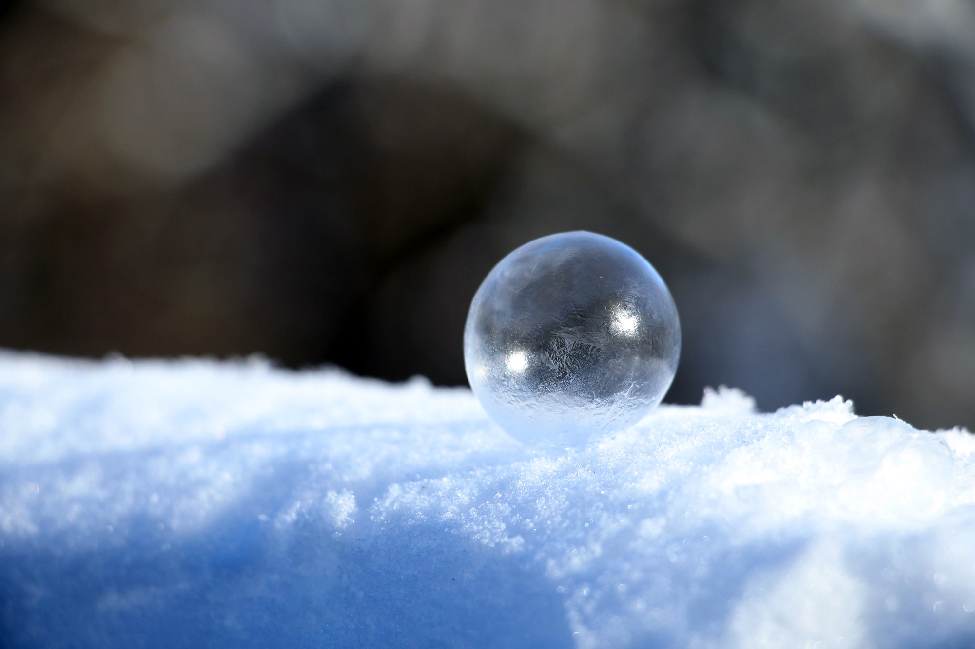 A bubble frozen in the snow