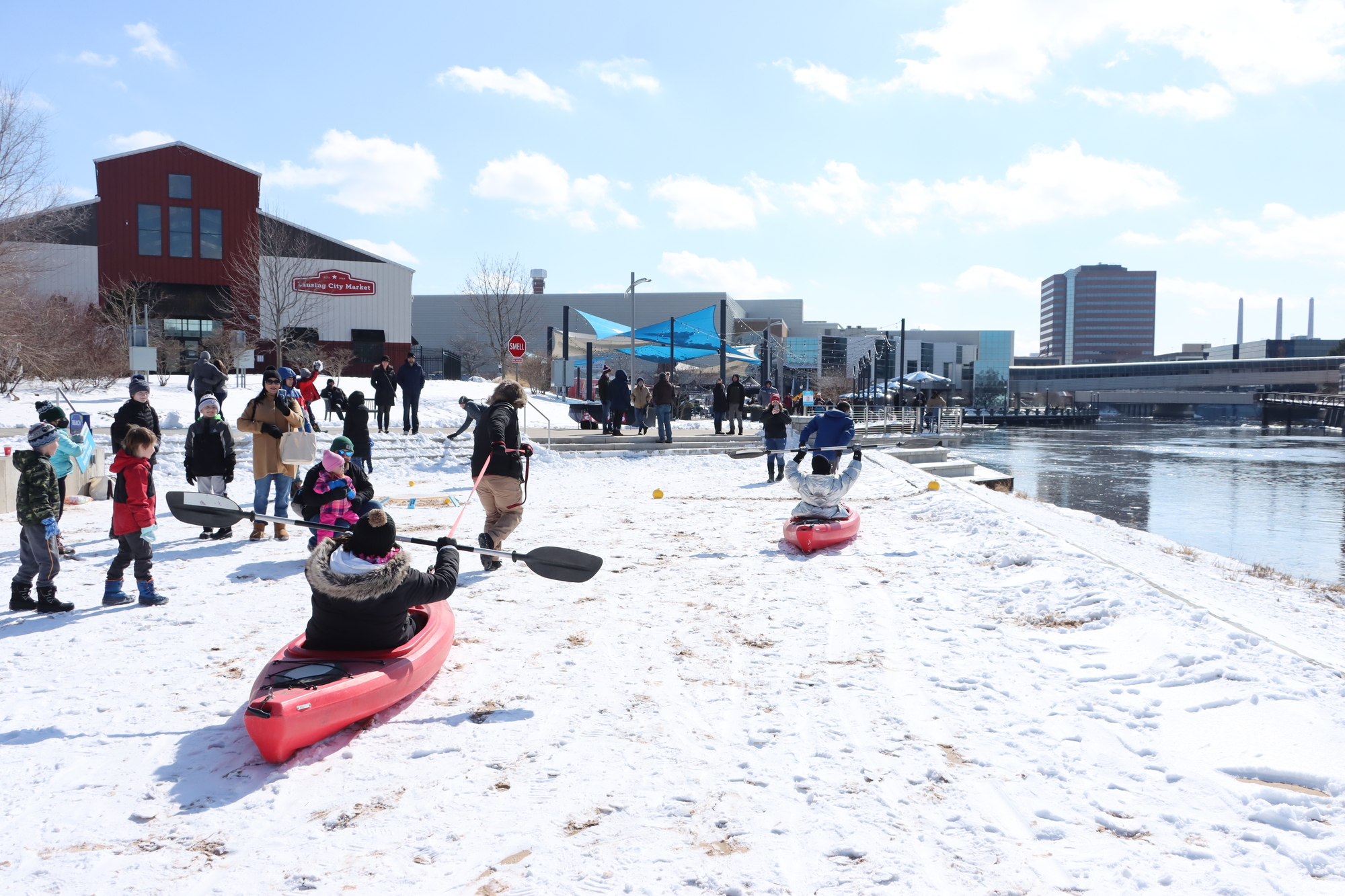 Cold Butt Kayak races for Downtown Lansing INC's Winterfest 