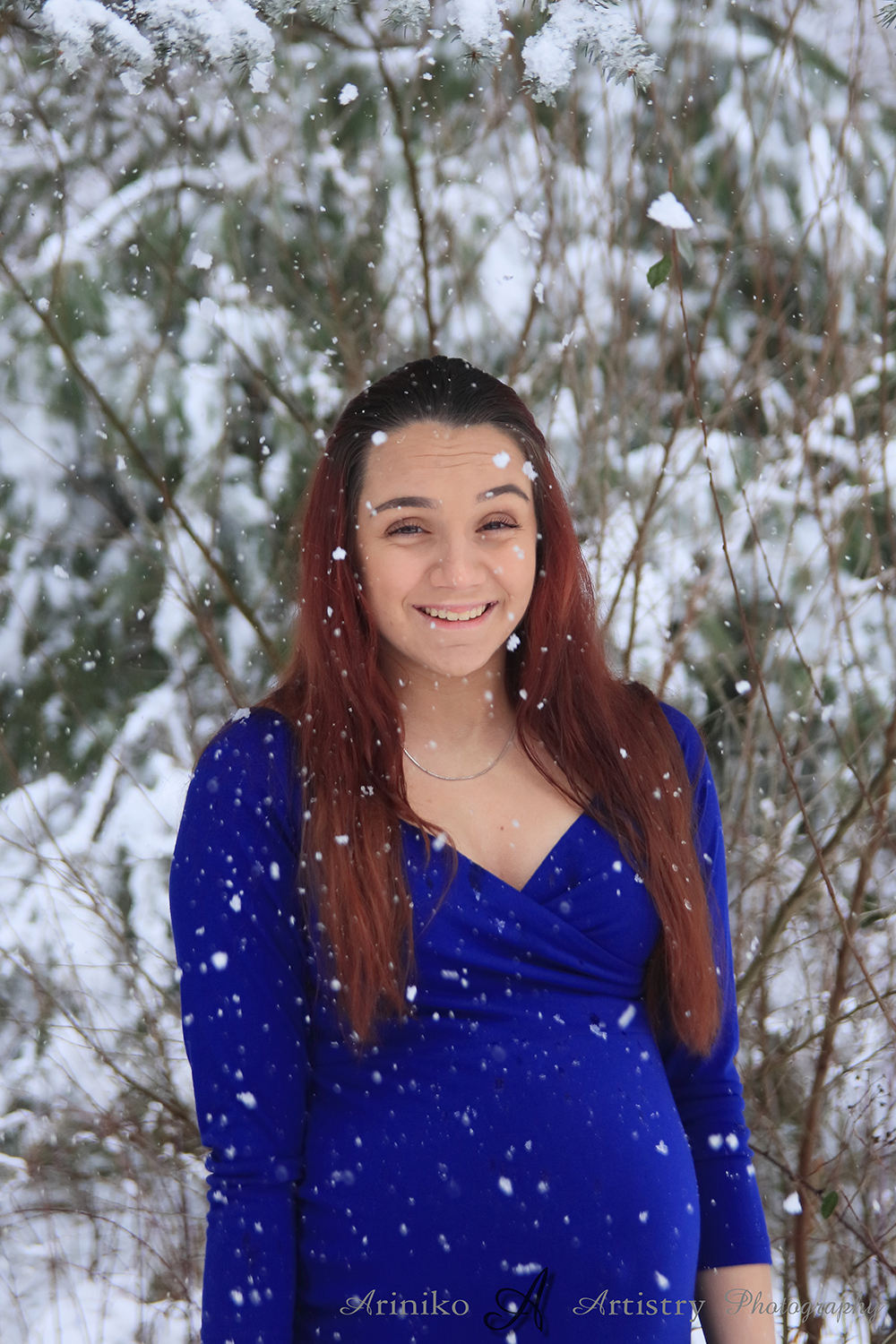 Maternity session in January at Harris Nature Center in Okemos, Michigan