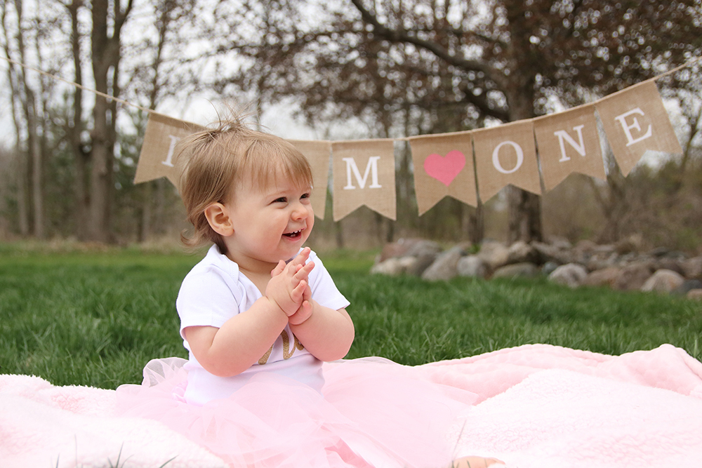 Little girl celebrating her first birthday